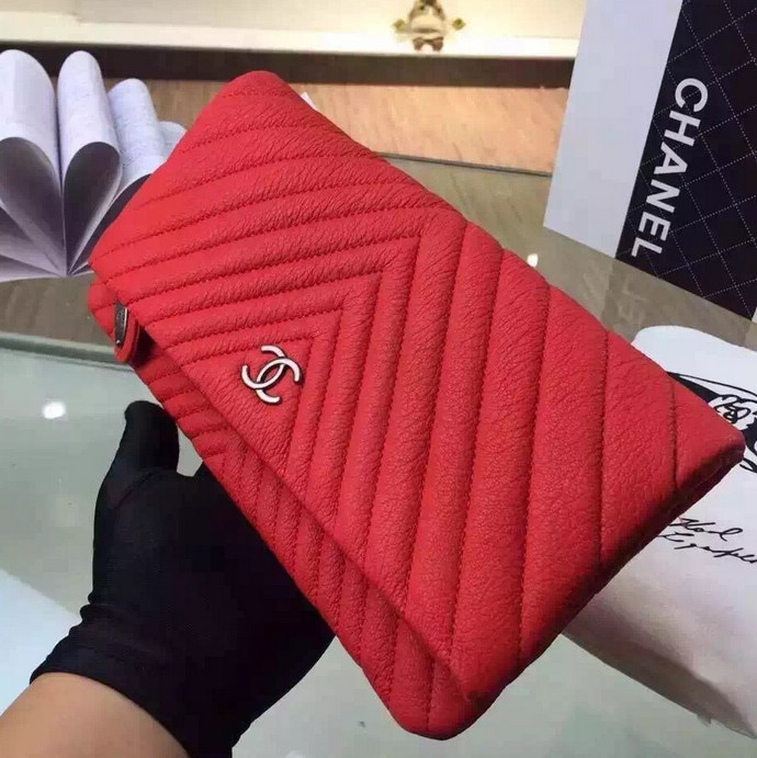 2016 Chanel Clutch bag Real deer Leather A67011 Red