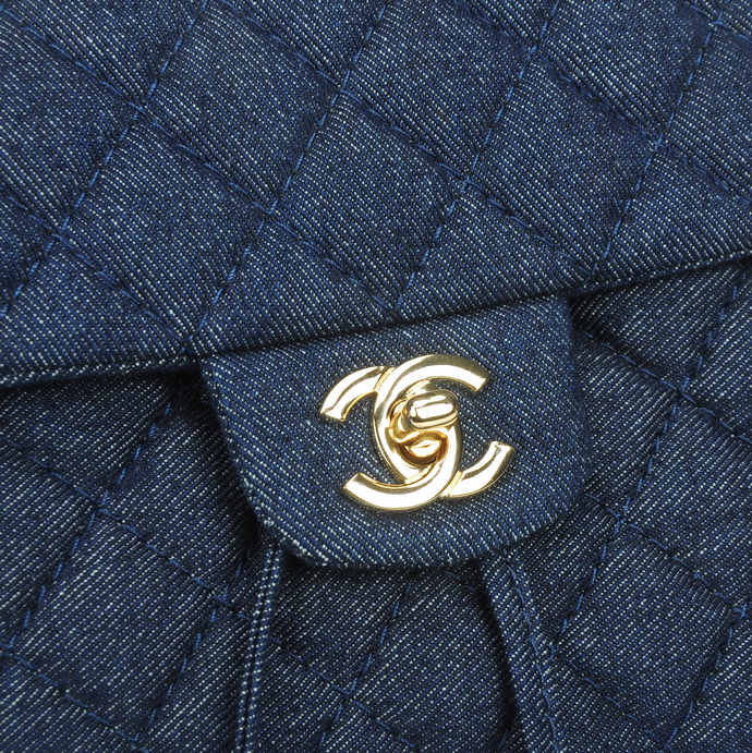 2016 Chanel Denim Fabric Backpack A91121 Dark Blue