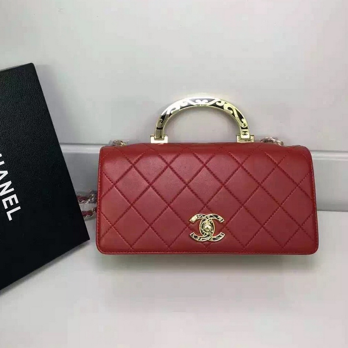 2016 Chanel Flap Tote Bag Original Sheepskin Leather A93076 Red