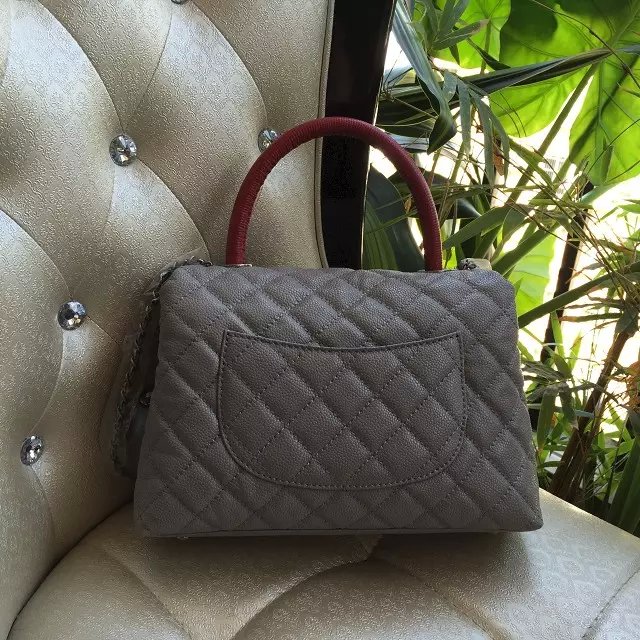 2016 Chanel Gray Original Leather grained shoulder Tote bag A95168