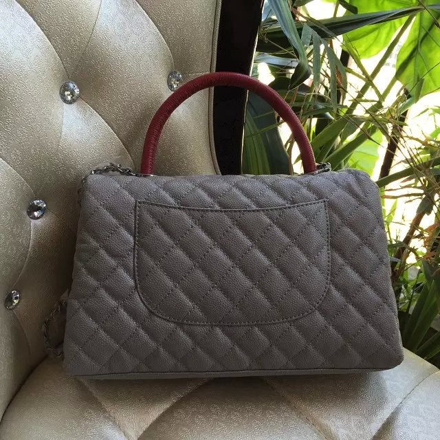 2016 Chanel Gray Original Leather grained shoulder Tote bag A95169