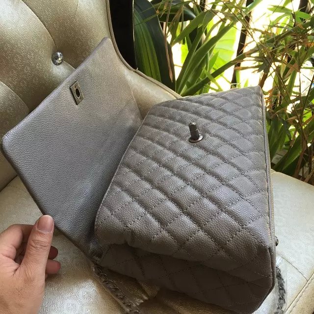 2016 Chanel Gray Original Leather grained shoulder Tote bag A95169