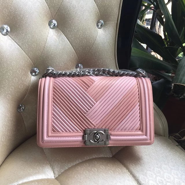 2016 Chanel LE Boy Flap Shoulder Bag Original Leather A60881 Pink