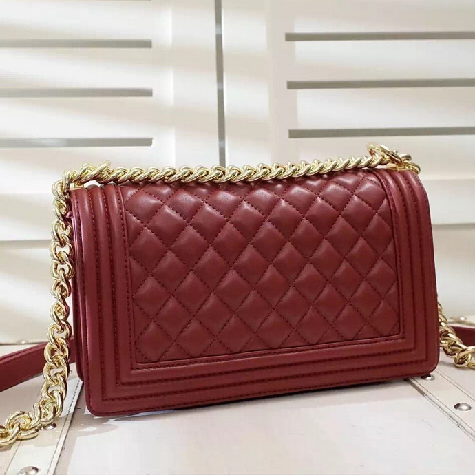 2016 Chanel LE Boy Flap Shoulder Bag Original sheepskin Leather A67086 Burgundy