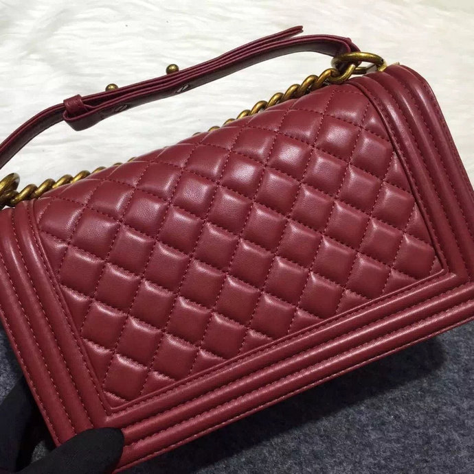 2016 Chanel LE Boy Flap Shoulder Bag Original sheepskin Leather A67086 Burgundy