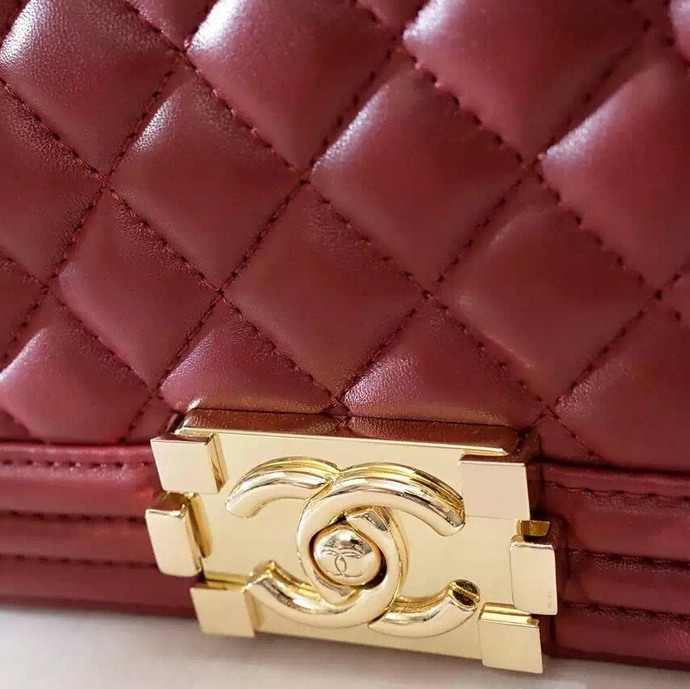 2016 Chanel LE Boy Flap Shoulder Bag Original sheepskin Leather A67086 Burgundy