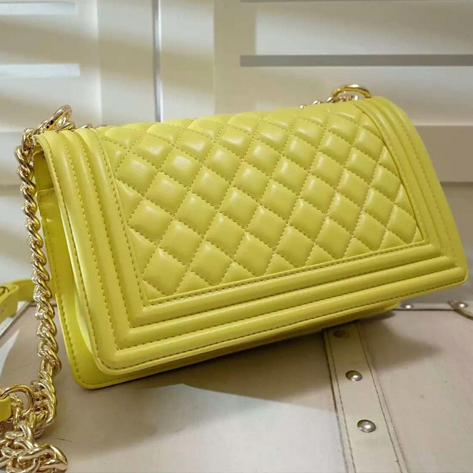 2016 Chanel LE Boy Flap Shoulder Bag Original sheepskin Leather A67086 Yellow