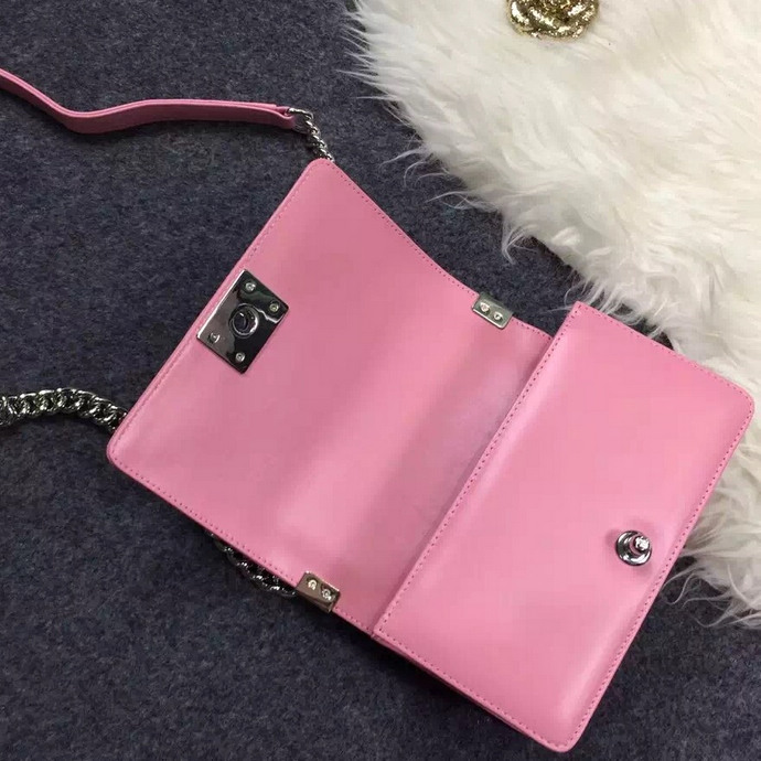 2016 Chanel LE Boy Flap Shoulder Bag Original sheepskin Leather A92059 Pink