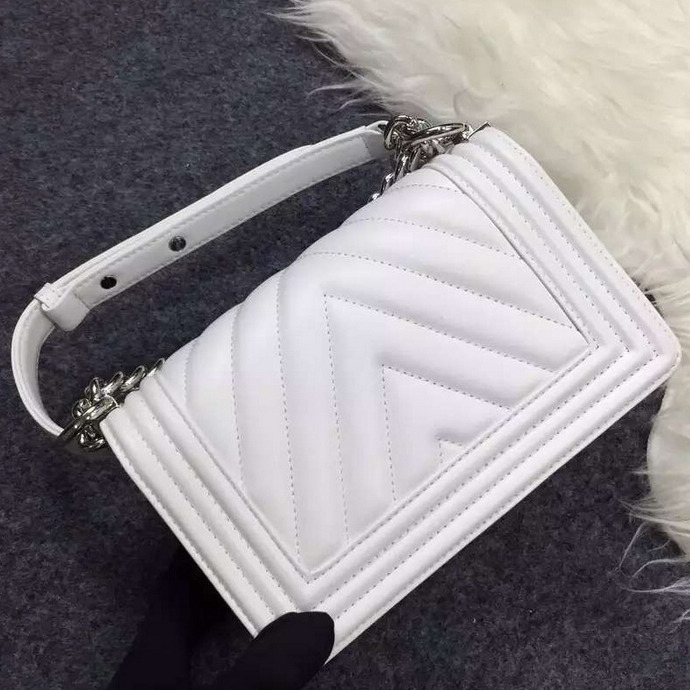 2016 Chanel LE Boy Flap Shoulder Bag Original sheepskin Leather A92059 White