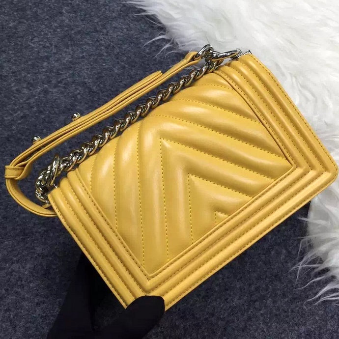 2016 Chanel LE Boy Flap Shoulder Bag Original sheepskin Leather A92059 Yellow