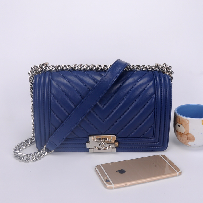 2016 Chanel LE Boy Flap Shoulder Bag Sheepskin Leather A67086 Royalblue