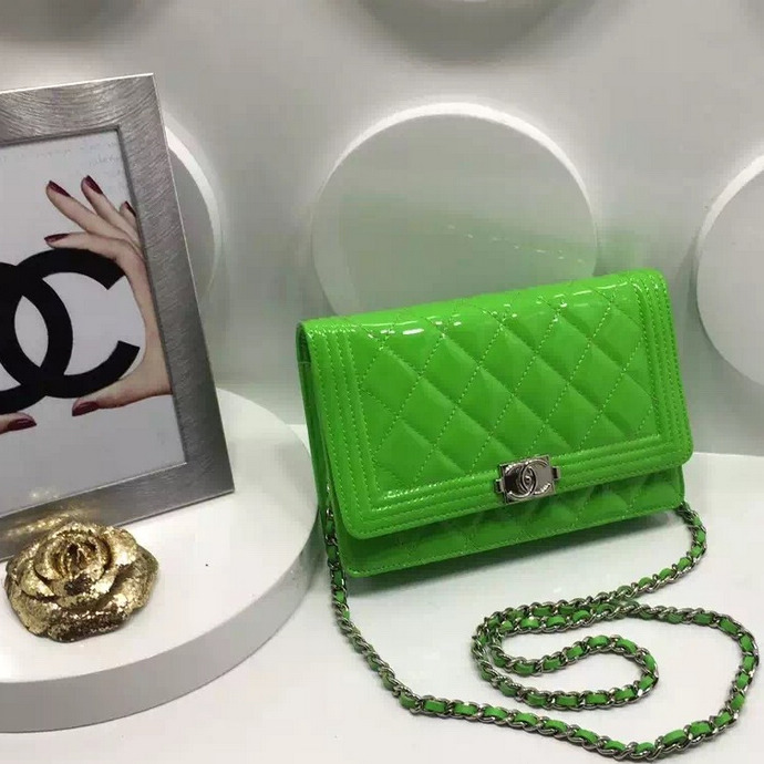 2016 Chanel LE Boy WOC A33815 Original Patent Leather Apple Green