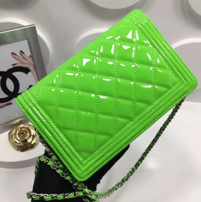 2016 Chanel LE Boy WOC A33815 Original Patent Leather Apple Green