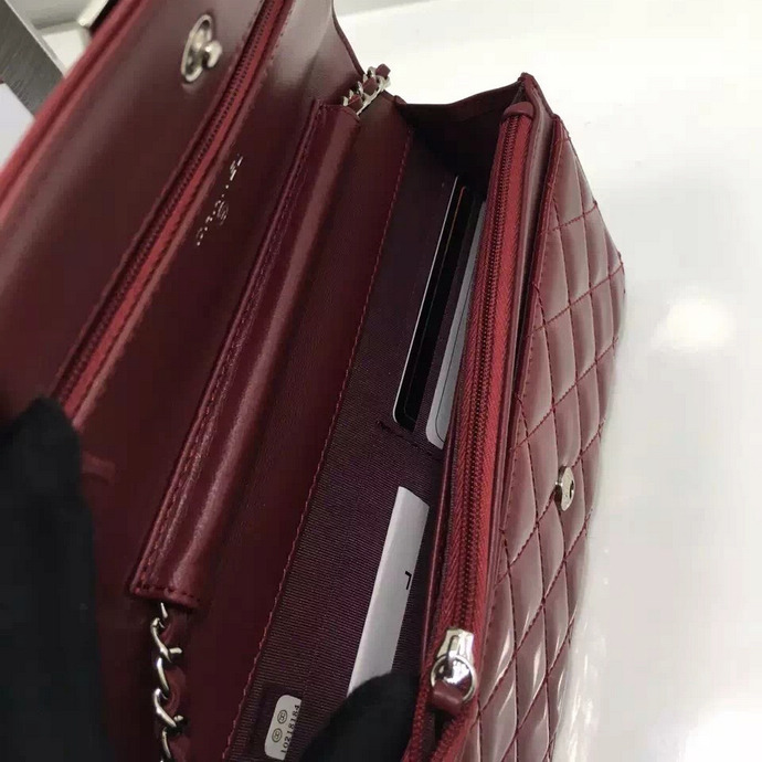 2016 Chanel LE Boy WOC A33815 Original Patent Leather Claret