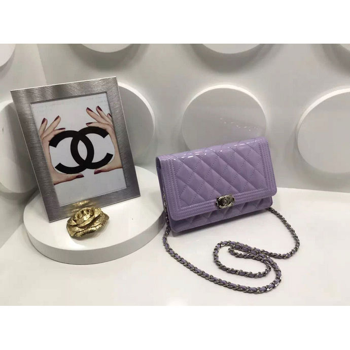 2016 Chanel LE Boy WOC A33815 Original Patent Leather Lavender