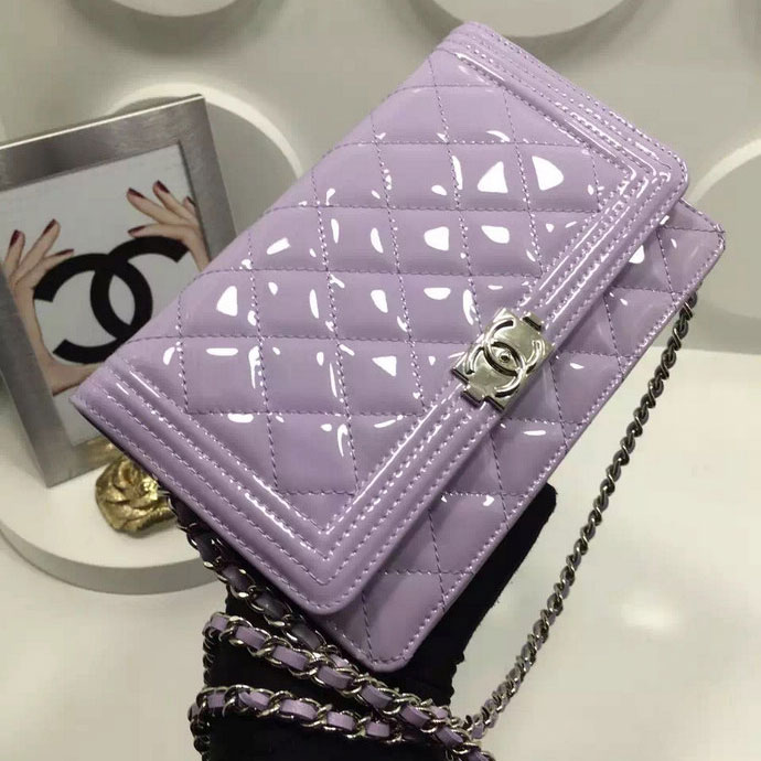 2016 Chanel LE Boy WOC A33815 Original Patent Leather Lavender