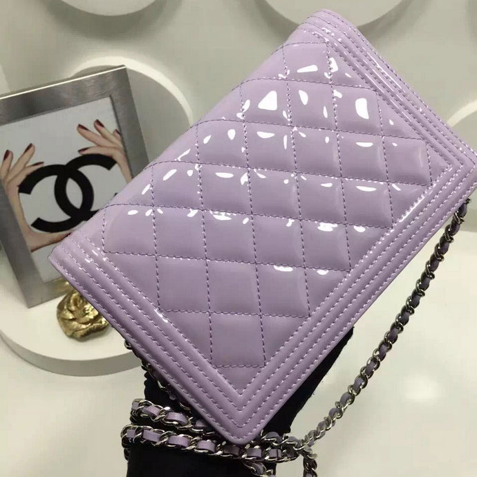 2016 Chanel LE Boy WOC A33815 Original Patent Leather Lavender