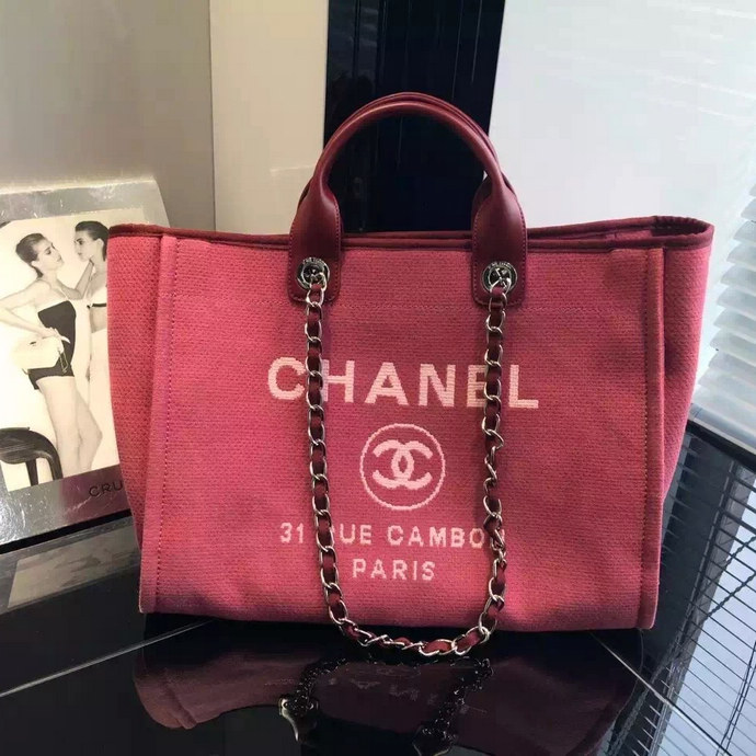 2016 Chanel Large Canvas Tote Shopping Bag A68046 Peach