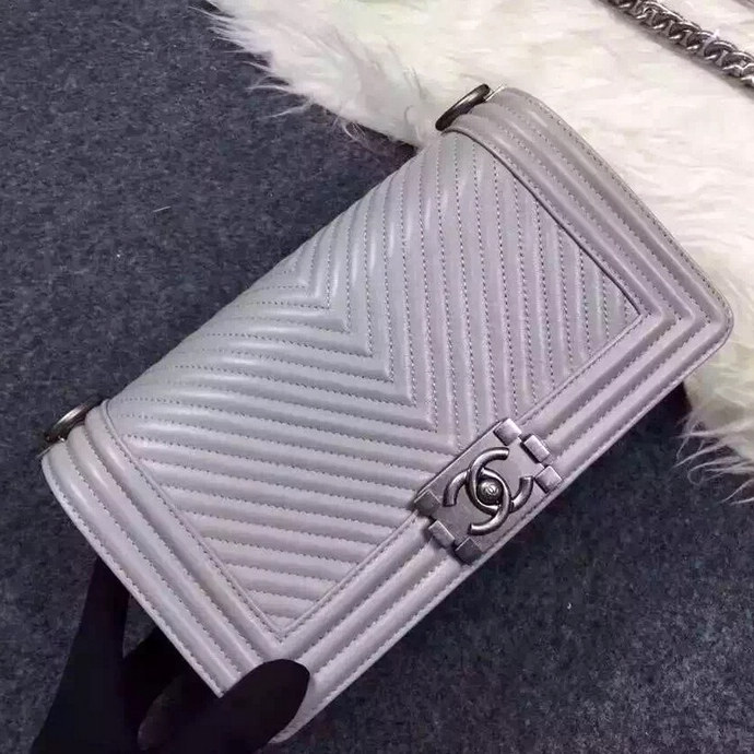 2016 Chanel Le Boy Flap Shoulder Bag A92493 Gray