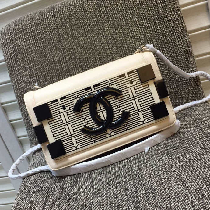 2016 Chanel Lego Clutch Flag A68183 White