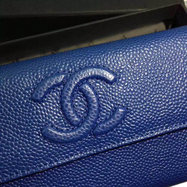 2016 Chanel Matelasse Bi-Fold Wallet Caviar Leather A50096 Blue