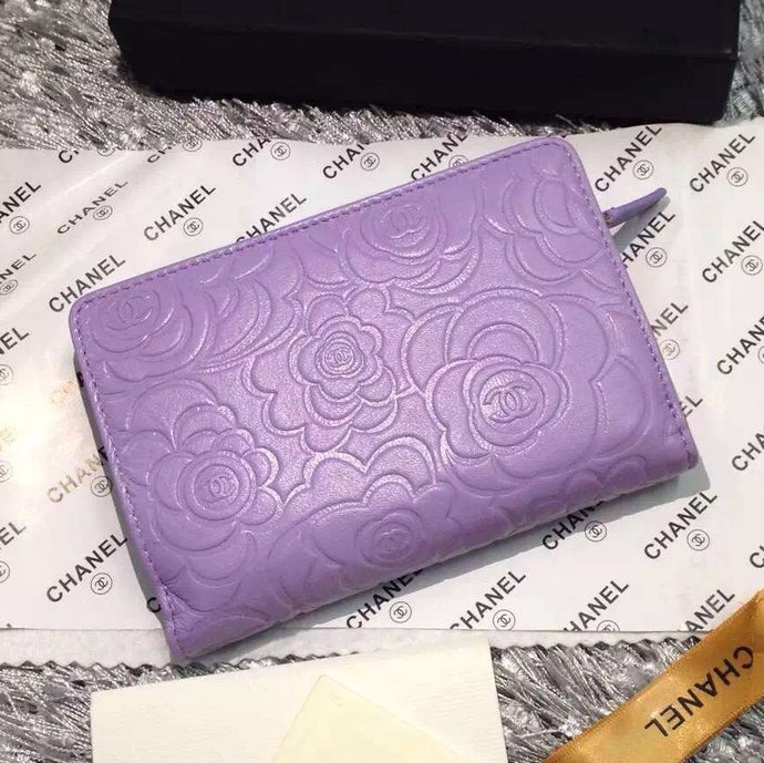 2016 Chanel Matelasse Bi-Fold Wallet Sheepskin Leather A50073 Lavender