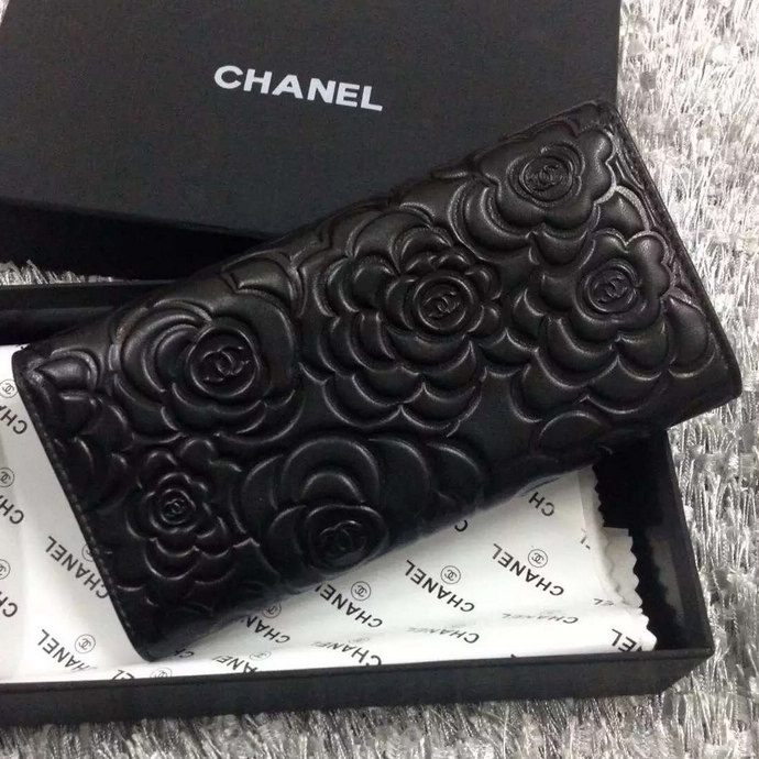 2016 Chanel Matelasse Bi-Fold Wallet Sheepskin Leather A50096 Black