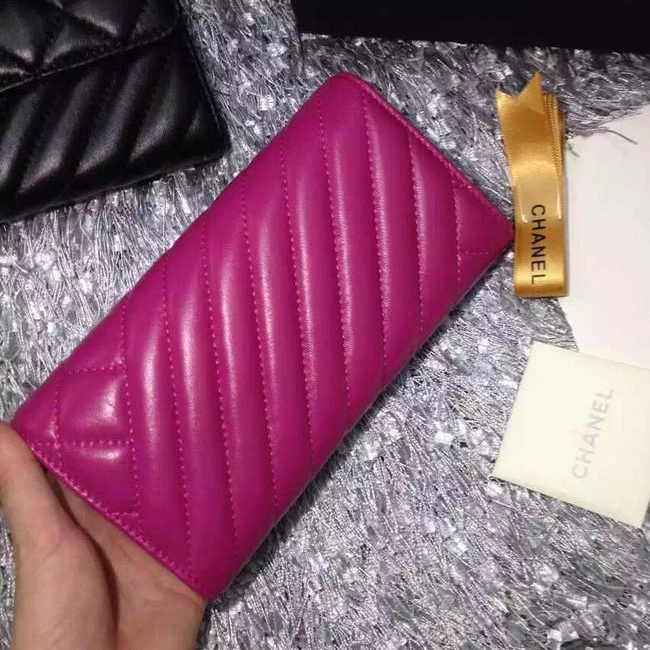 2016 Chanel Matelasse Bi-Fold Wallet sheepskin Leather A80466 Rose