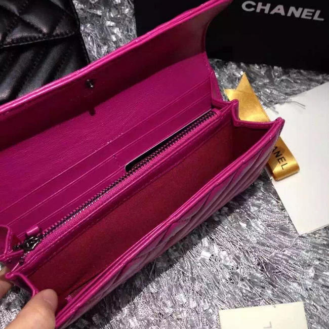 2016 Chanel Matelasse Bi-Fold Wallet sheepskin Leather A80466 Rose