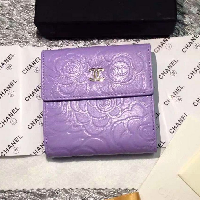 2016 Chanel Matelasse Tri-Fold Wallet Sheepskin Leather A48980 Lavender