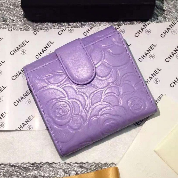 2016 Chanel Matelasse Tri-Fold Wallet Sheepskin Leather A48980 Lavender