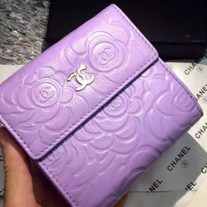 2016 Chanel Matelasse Tri-Fold Wallet Sheepskin Leather A48980 Lavender