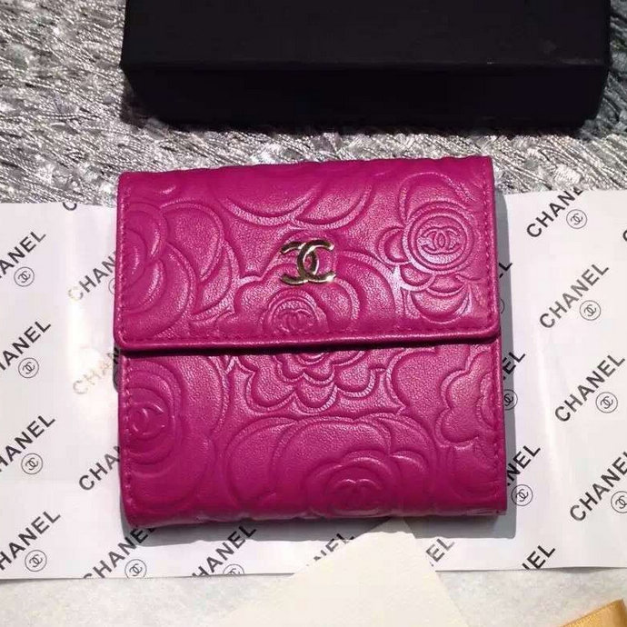 2016 Chanel Matelasse Tri-Fold Wallet Sheepskin Leather A48980 Rose