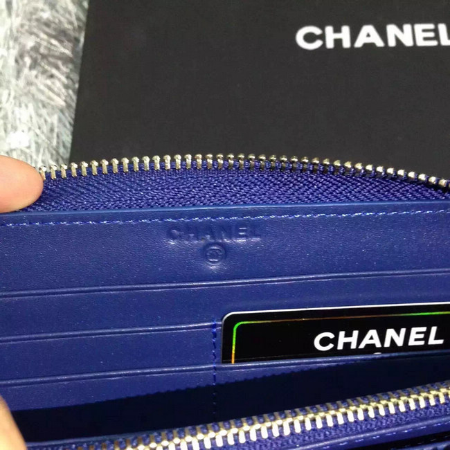 2016 Chanel Matelasse Zip Around Wallet Caviar leather A50071 Blue