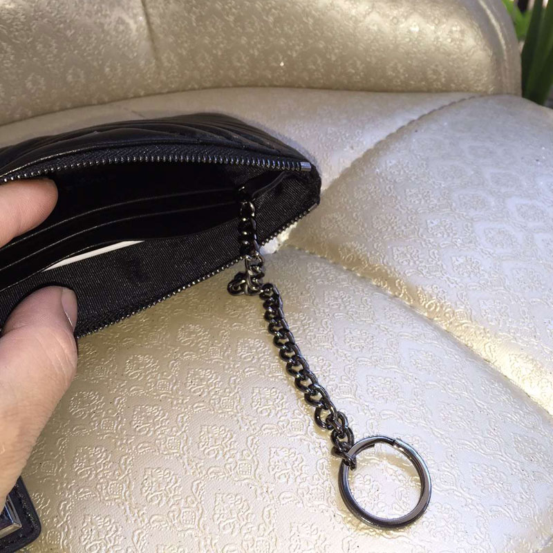 2016 Chanel Original Leather Zip Around Coin Purse A82258 Black