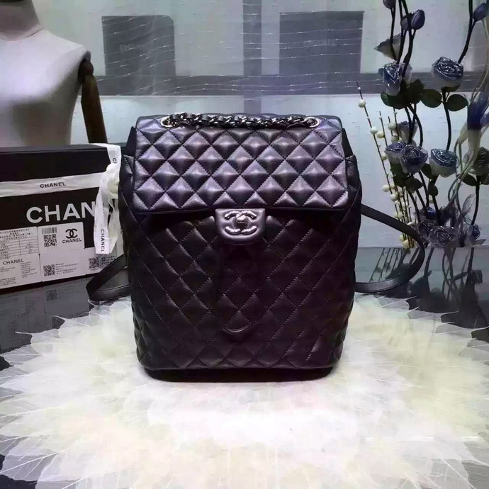 2016 Chanel Original Sheepskin Leather Backpack A91120 Black