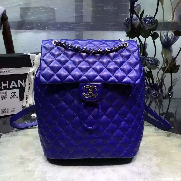 2016 Chanel Original Sheepskin Leather Backpack A91120 Blue