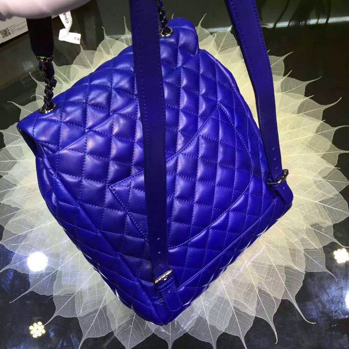 2016 Chanel Original Sheepskin Leather Backpack A91120 Blue