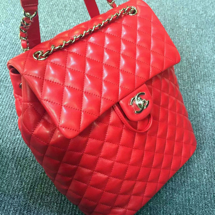 2016 Chanel Original Sheepskin Leather Backpack A91120 Red