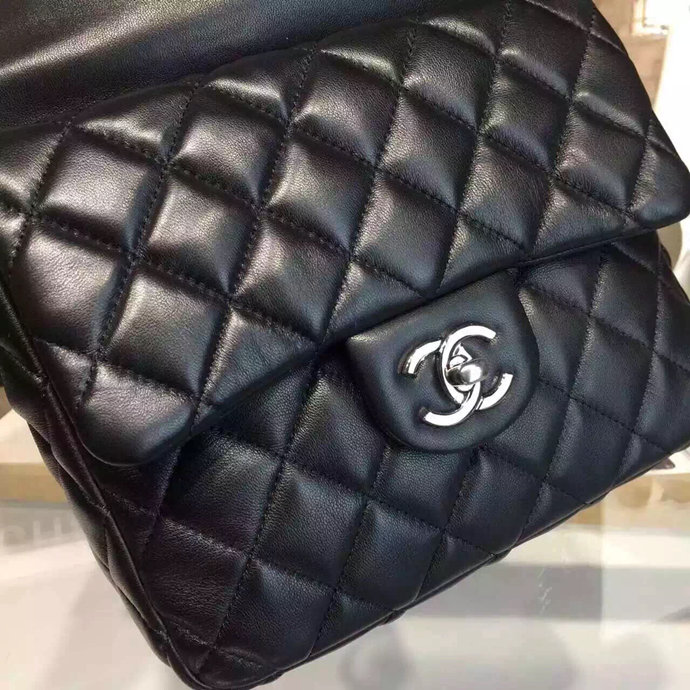 2016 Chanel Original Sheepskin Leather Backpack A94417 Black