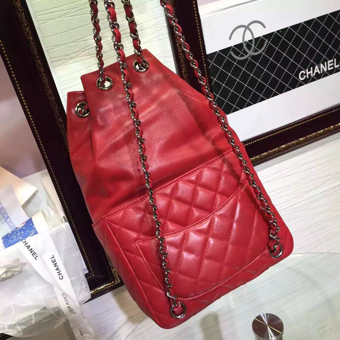 2016 Chanel Original Sheepskin Leather Backpack A94417 Red