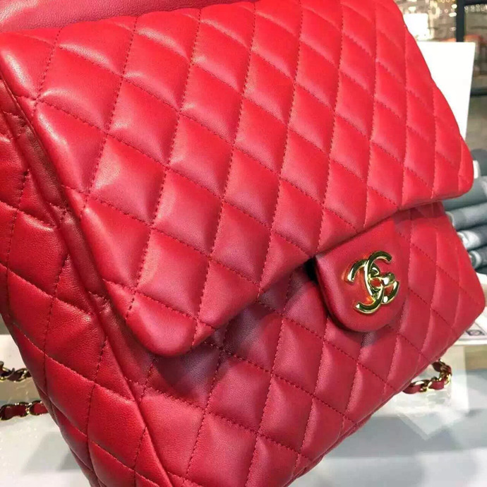 2016 Chanel Original Sheepskin Leather Backpack A94430 Red