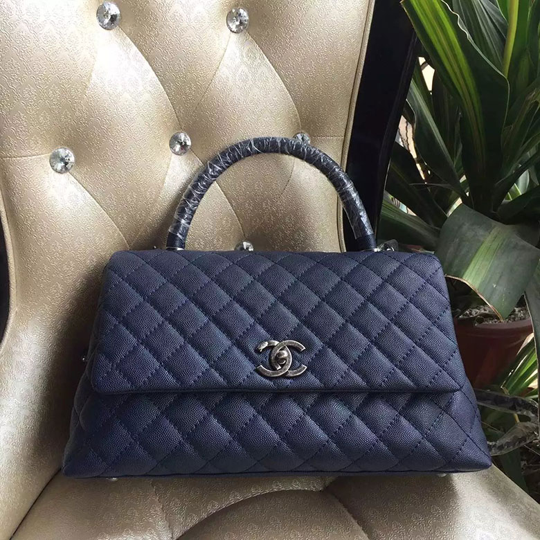 2016 Chanel Royalblue Original Leather grained shoulder Tote bag A95169