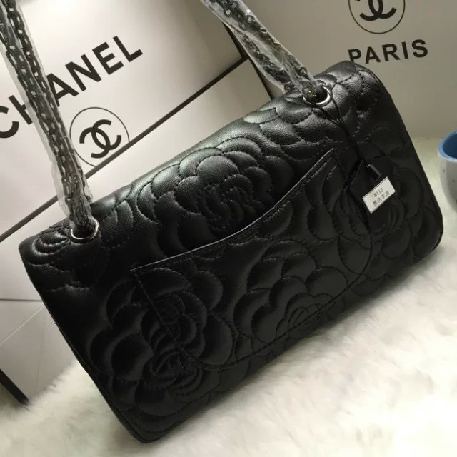 2016 Chanel Sheekskin Classic Flap Bag A8113 Black