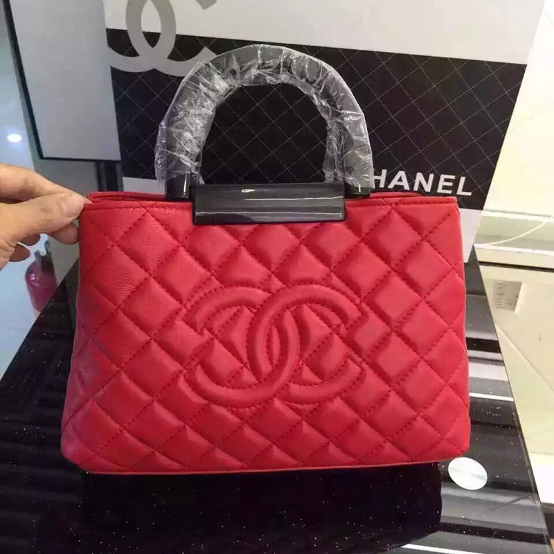 2016 Chanel Sheepskin Leather Tote shoulder Bag A66066 Red