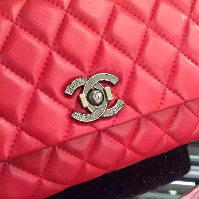 2016 Chanel Sheppskin Leather Flap Shoulder Bag A6031 Red