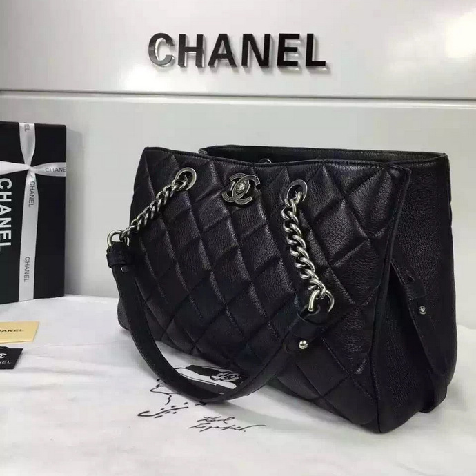 2016 Chanel Shopper Bag Original Leather A93021 Black