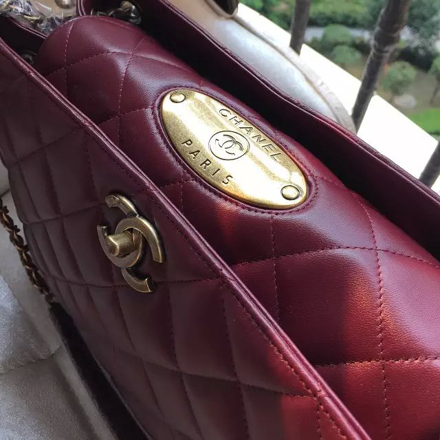 2016 Chanel Shoulder Bag in original Sheepskin Leather A49331 Burgundy