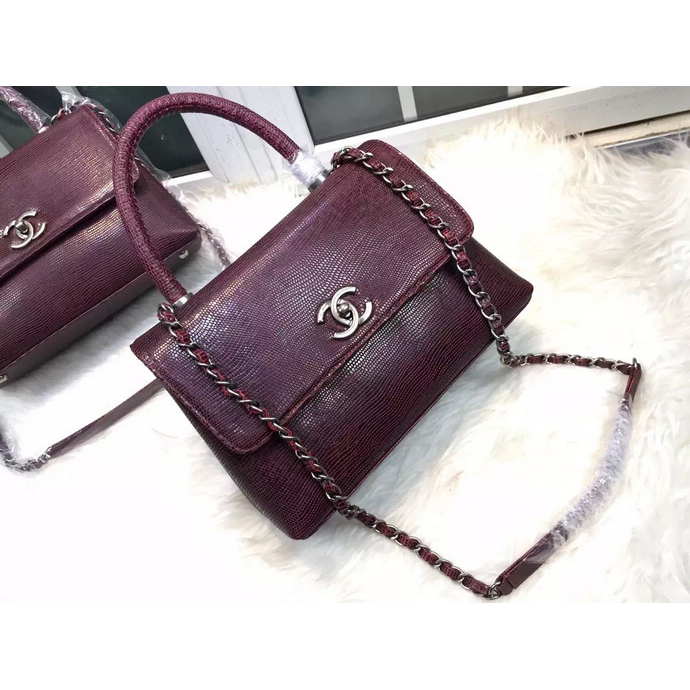 2016 Chanel Tote shoulder Bag Lizard leather A95169 Burgundy