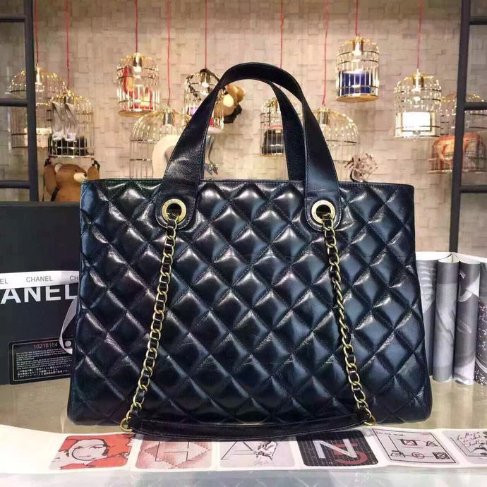 2016 Chanel Two Handle Bag Snake Leather A57399 Black